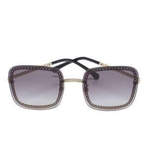 Chanel CH4244 Black/Gold Chain Link Square Sunglasses Grey Gradient Lens 57mm